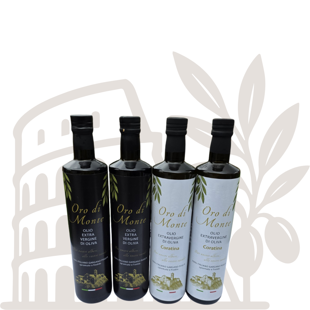 Mixpaket 2 Flaschen Oro di Monte 500ml - 2 Flasche Coratina 500ml Olivenöl